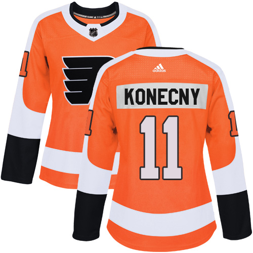 Adidas Philadelphia Flyers #11 Travis Konecny Orange Home Authentic Women Stitched NHL Jersey->women nhl jersey->Women Jersey